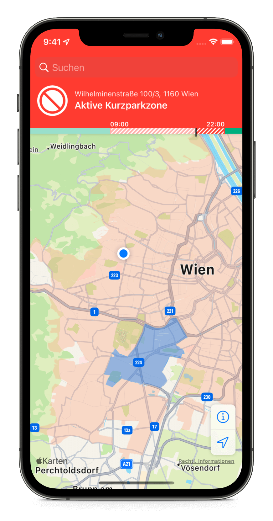 Kurzparkzonen Wien iPhone App Screenshot